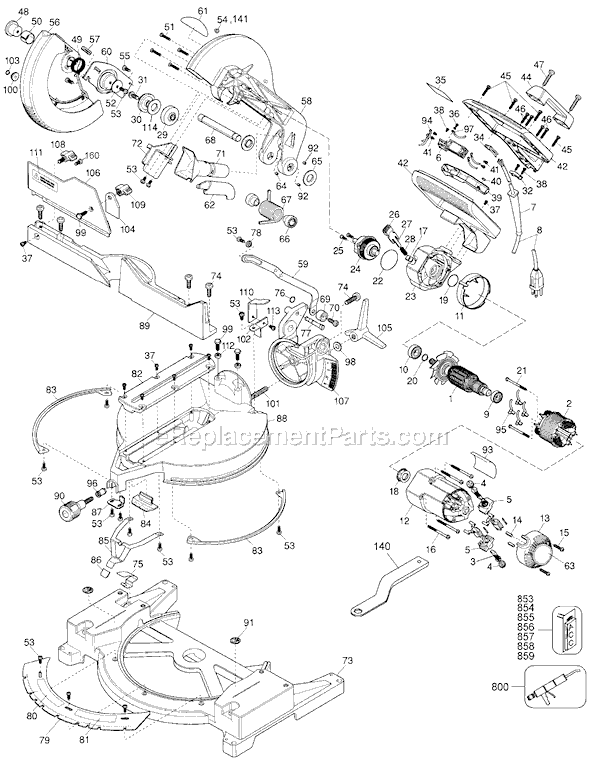 Page A Diagram and Parts List for 3680 Type 3 Black and Decker Miter Saw
